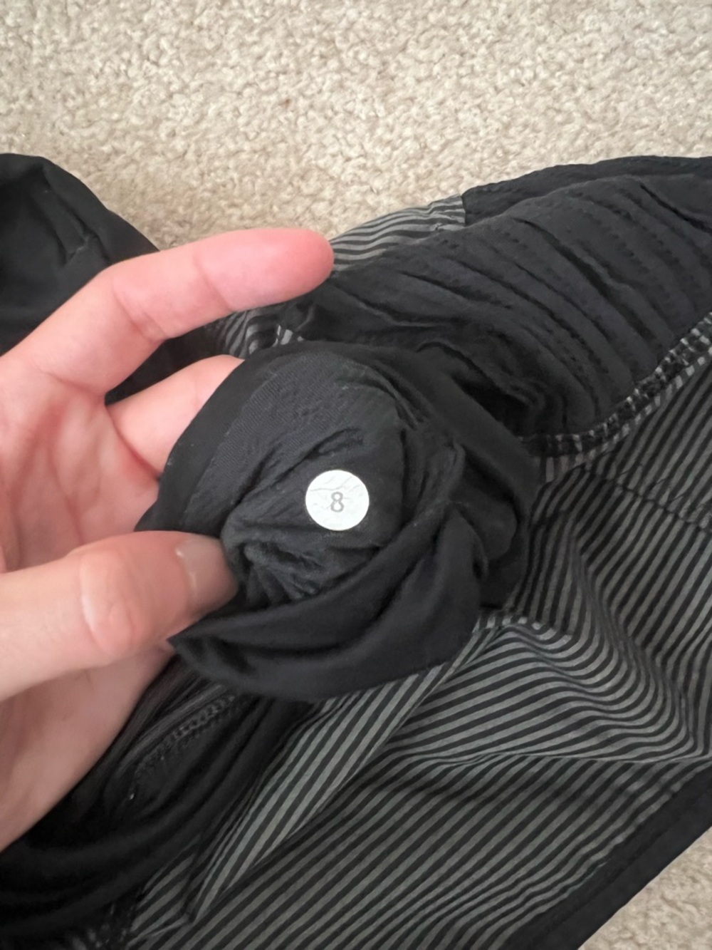 Lululemon Black & Charcoal Striped Athletic Shorts - Picture 3 of 6